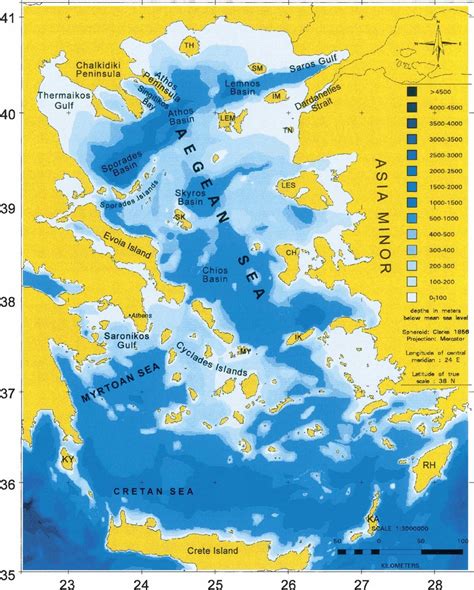 Aegean Sea on a map